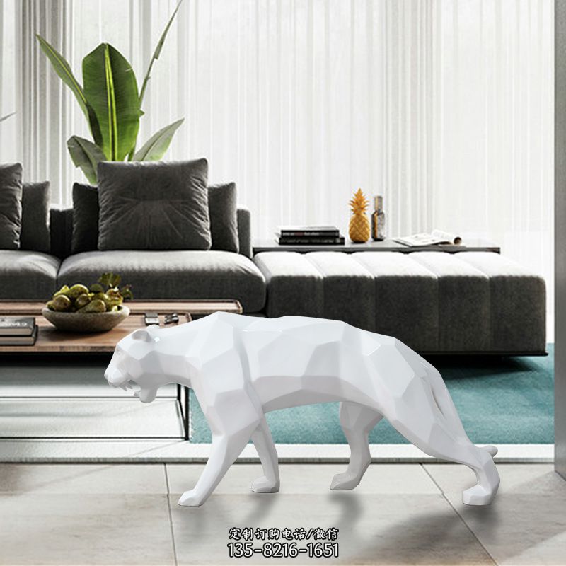 幾何塊面玻璃鋼豹子抽象動物雕塑 幾何塊面玻璃鋼豹子抽象動物雕塑