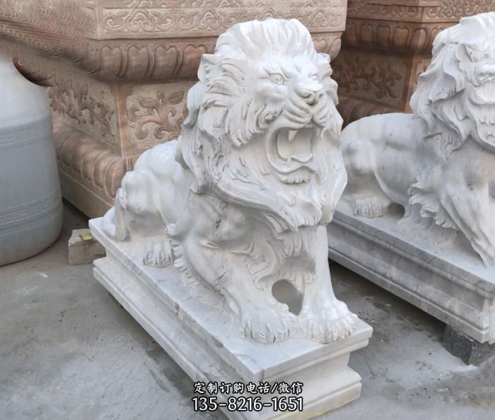 漢白玉歐式門(mén)口西洋獅子石雕