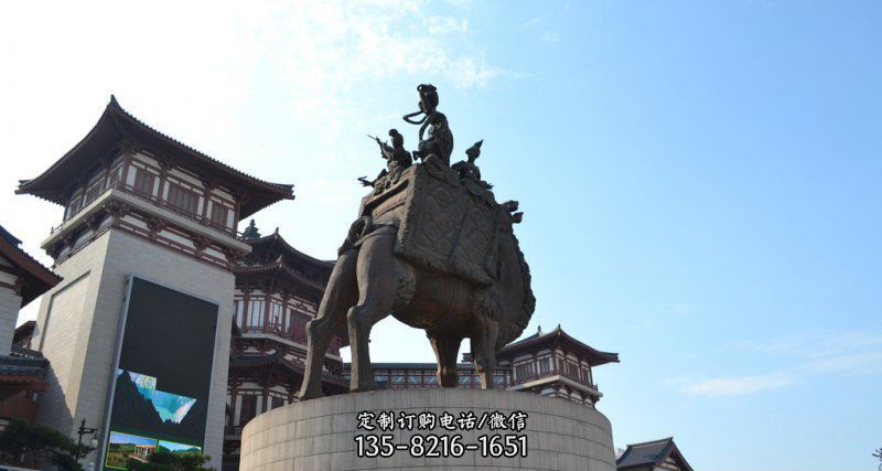 廣場騎駱駝的古代美女景觀銅雕