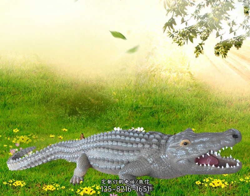 公園玻璃鋼仿真鱷魚雕塑
