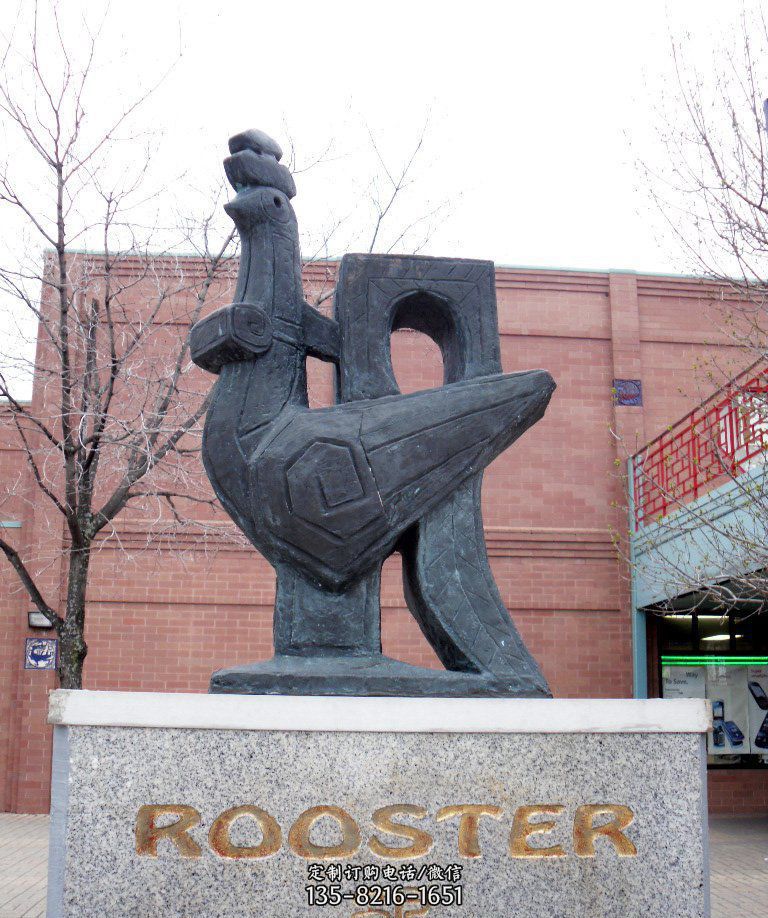 抽象雞動物銅雕