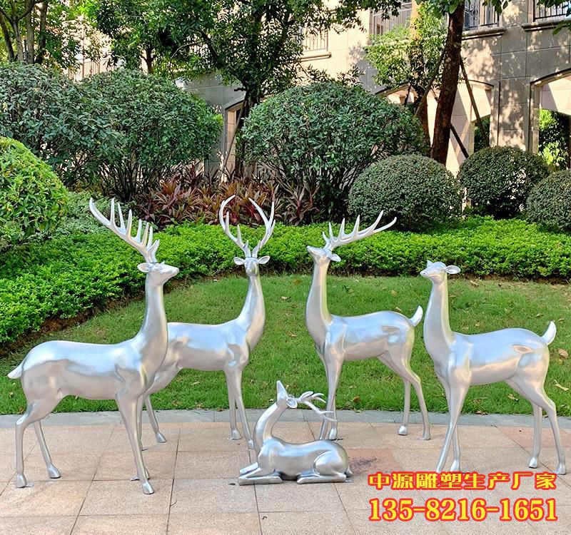 不銹鋼園林小鹿雕塑