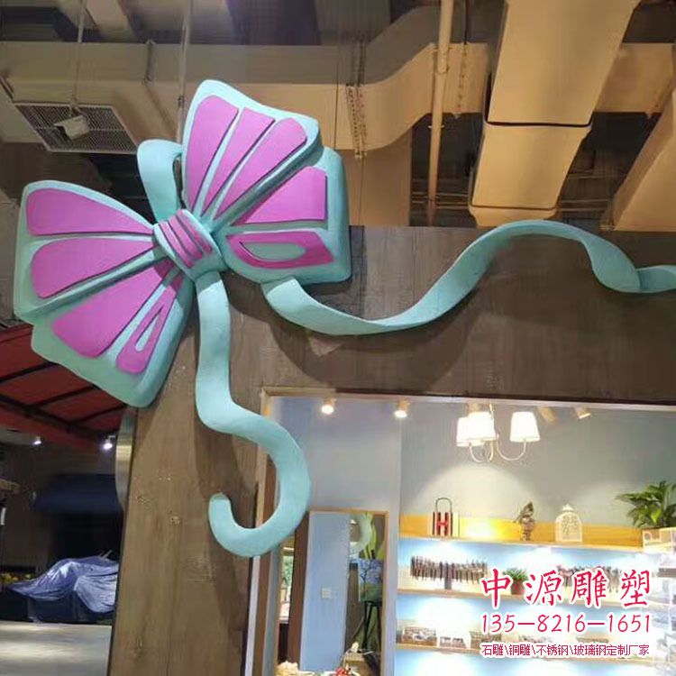 玻璃鋼彩繪裝飾蝴蝶結(jié)雕塑 玻璃鋼彩繪裝飾蝴蝶結(jié)雕塑